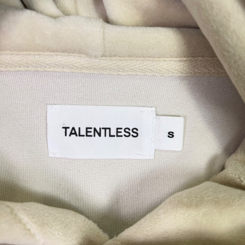Talentless Hoodie Womens Small Cream Long Sleeve Hooded Crop Top Sweatshirt - Picture 4 of 9